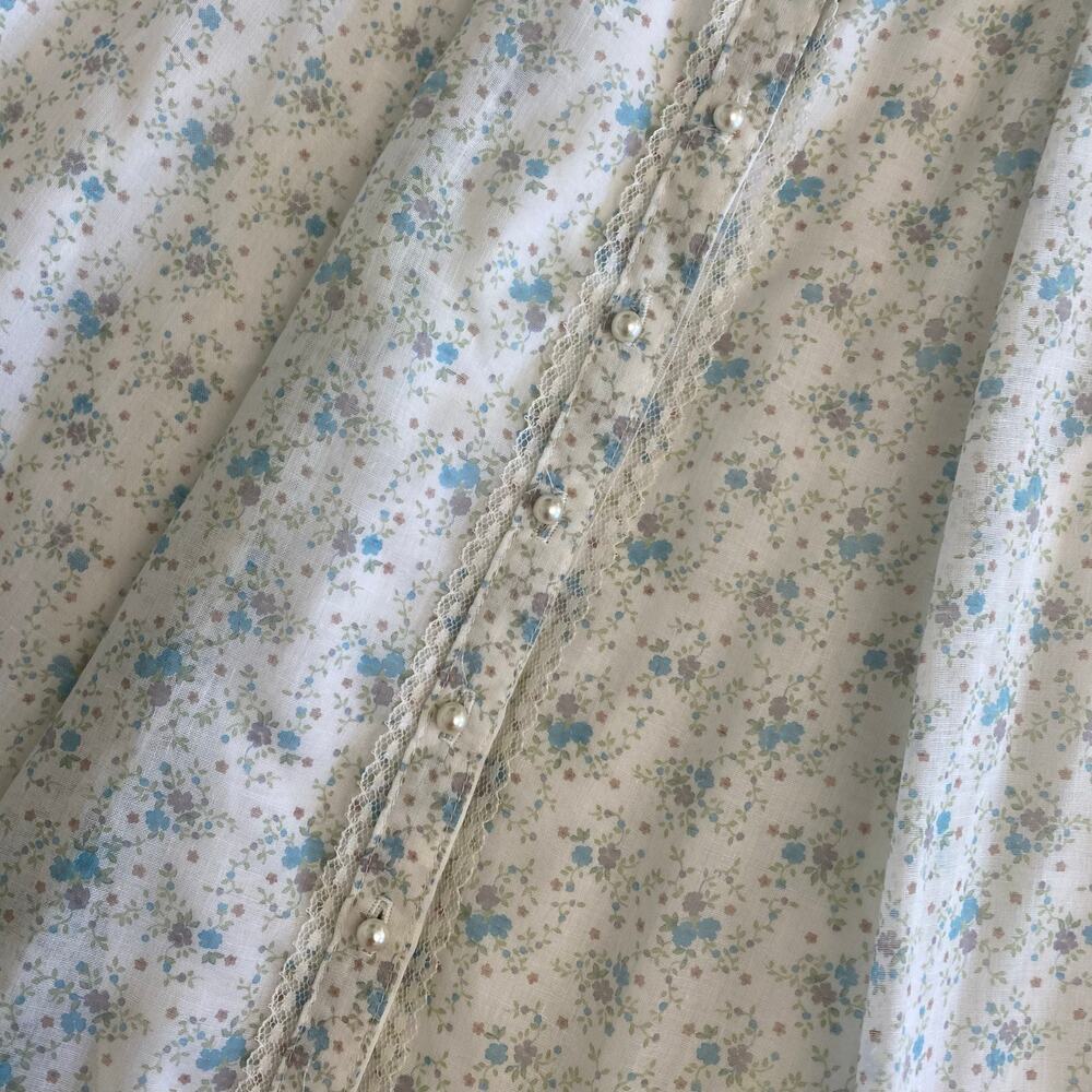 Gunne Sax Jeunes Filles Vintage 1970 Cream Blue Floral Ruffled Skirt Set Size 14 - Picture 14 of 16